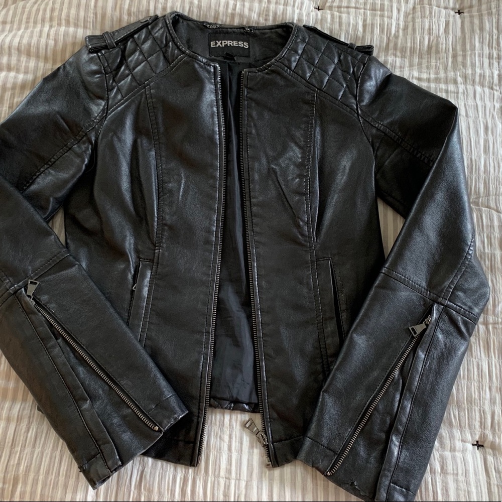 Express Quilted Faux Leather Jacket